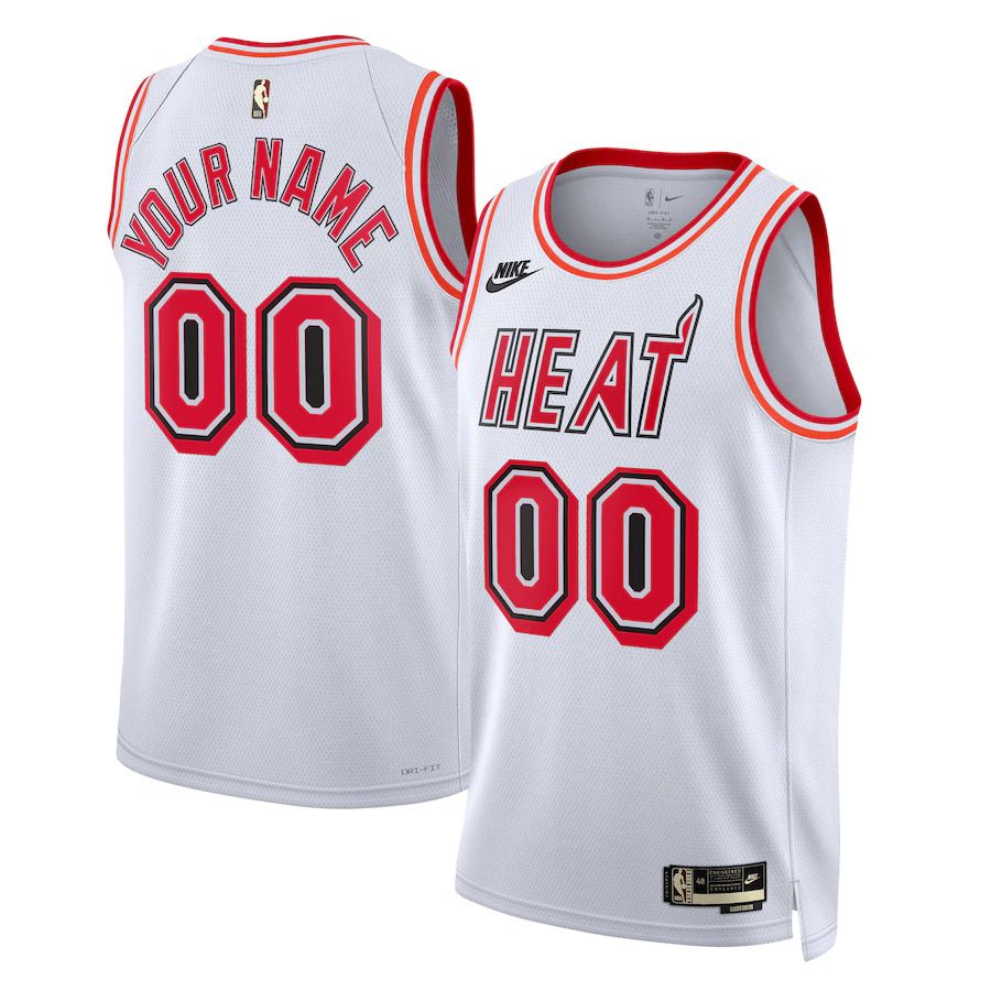 Men Miami Heat Nike White Classic Edition 2022-23 Custom Swingman NBA Jersey->miami heat->NBA Jersey